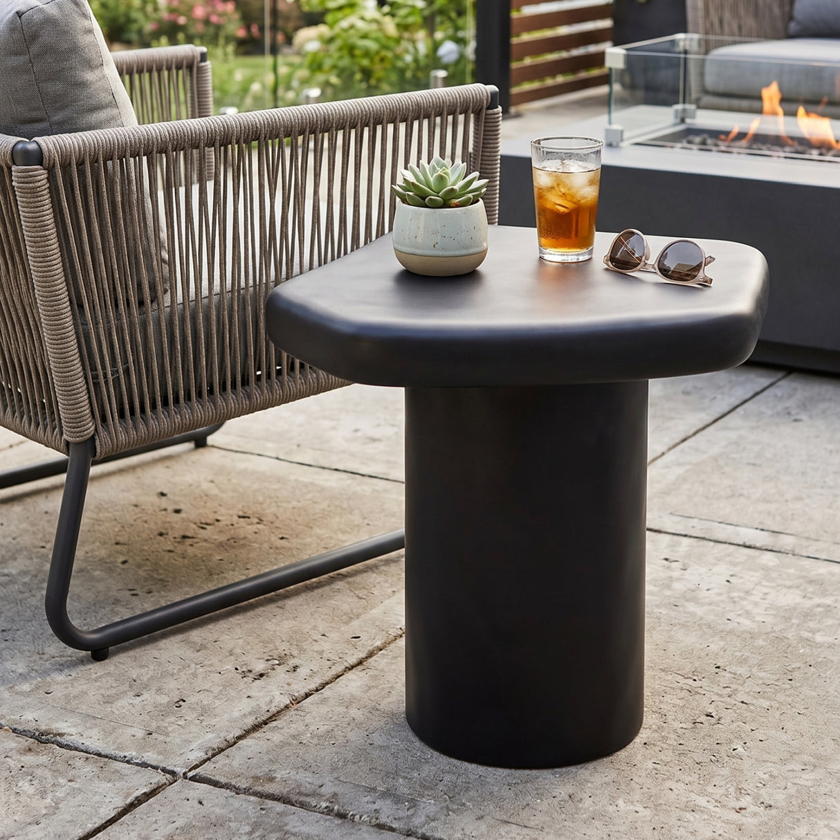 Black Organic-Shaped Indoor/Outdoor End Table by Splendido Detti Outdoor Side Table, alternate view 2