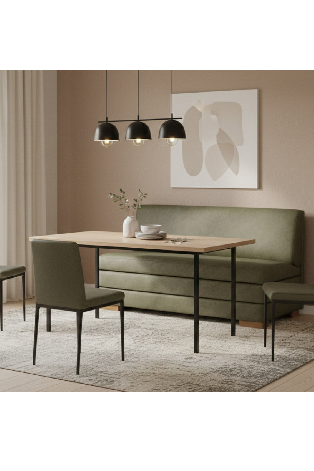 Green Leather Banquette by Splendido Radcliff Bench, alternate view 2