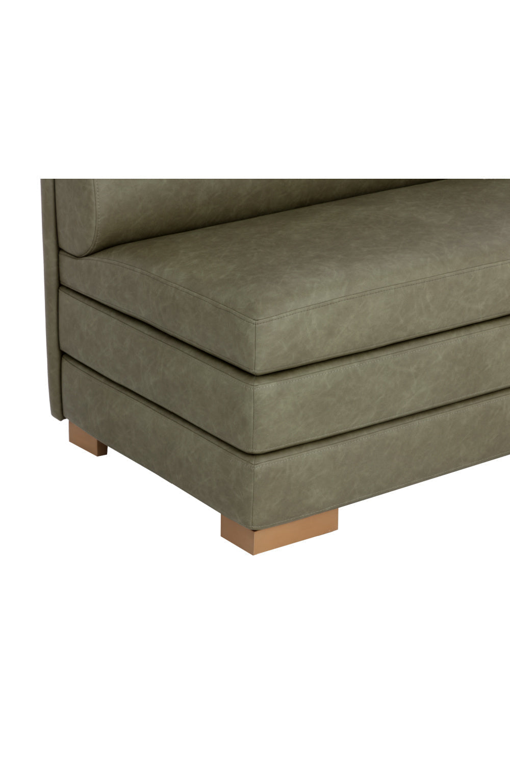 Green Leather Banquette by Splendido Radcliff Bench, alternate view 4