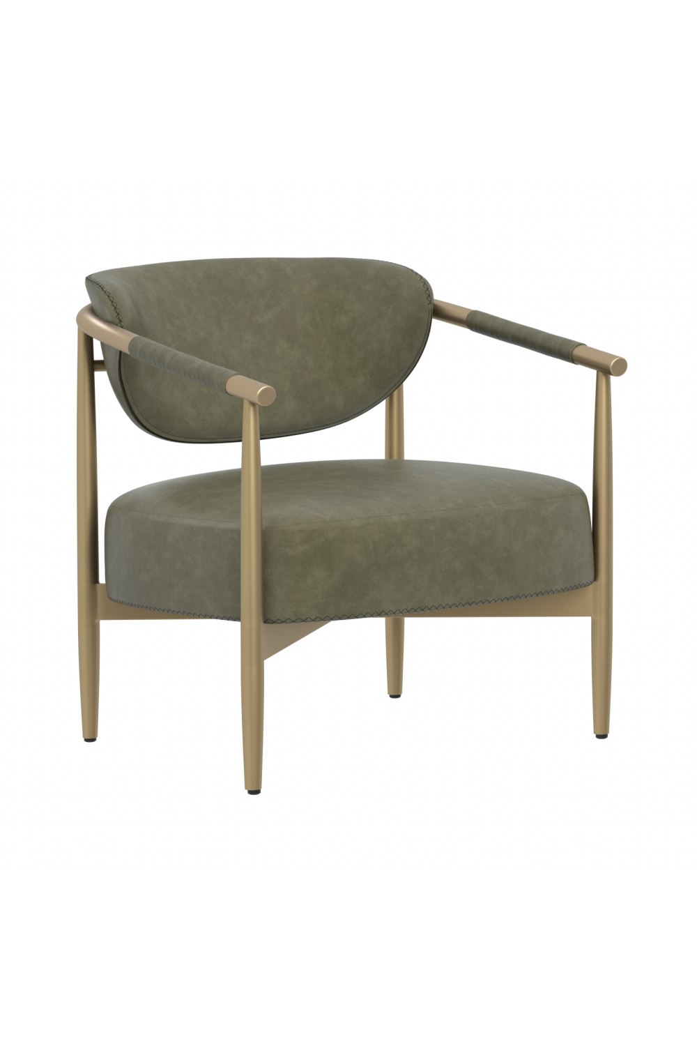 Gold-Framed Leather Lounge Chair by Splendido Heloise Accent Chair, alternate view 13