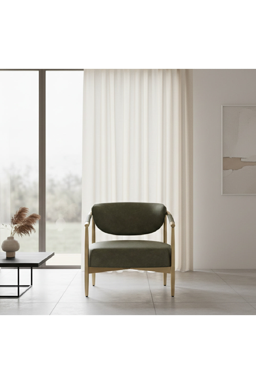 Gold-Framed Leather Lounge Chair by Splendido Heloise Accent Chair, alternate view 32
