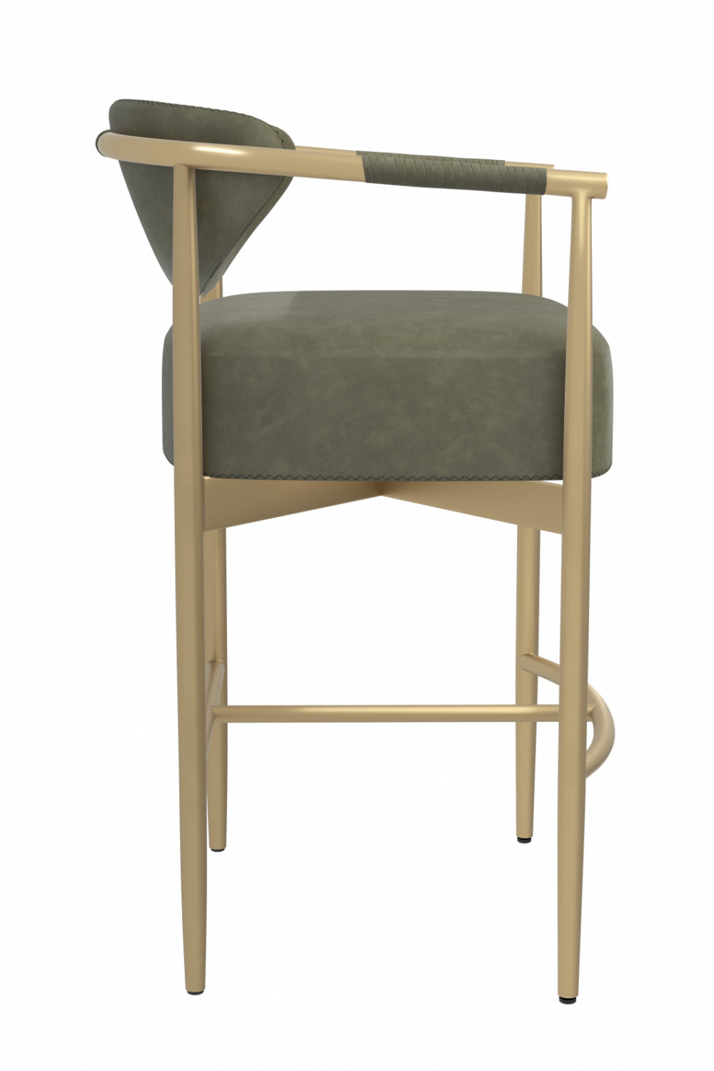 Gold Framed Leather-Look Bar Stool by Splendido Heloise Barstool, alternate view 4