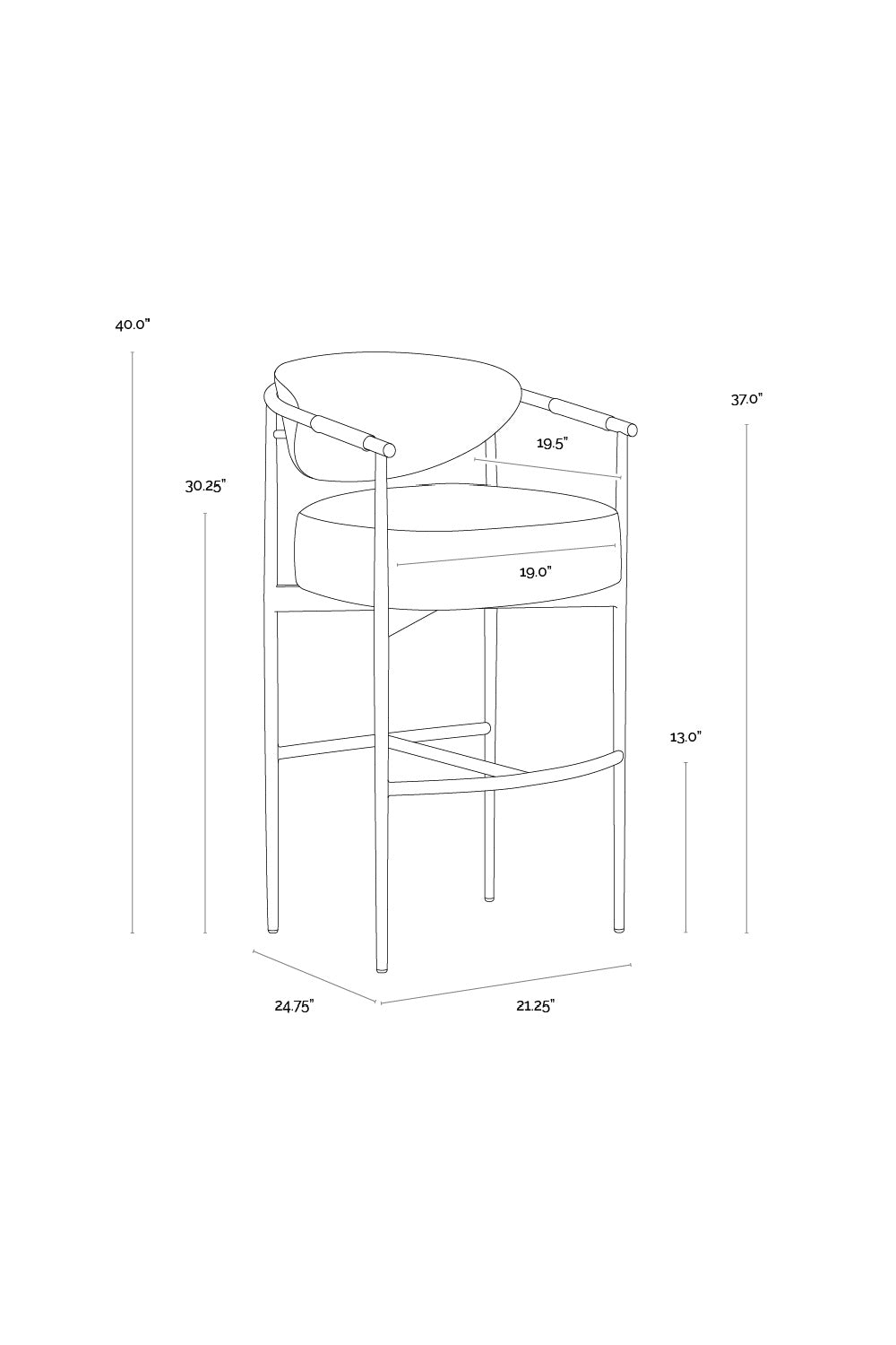 Gold Framed Leather-Look Bar Stool by Splendido Heloise Barstool, alternate view 6