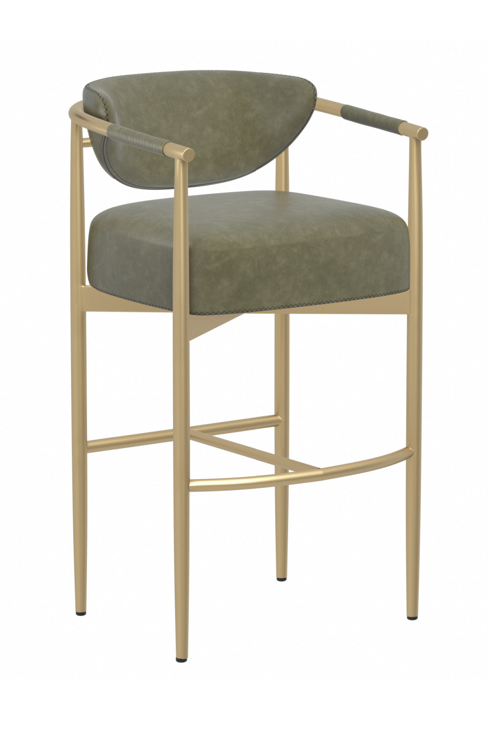 Gold Framed Leather-Look Bar Stool by Splendido Heloise Barstool