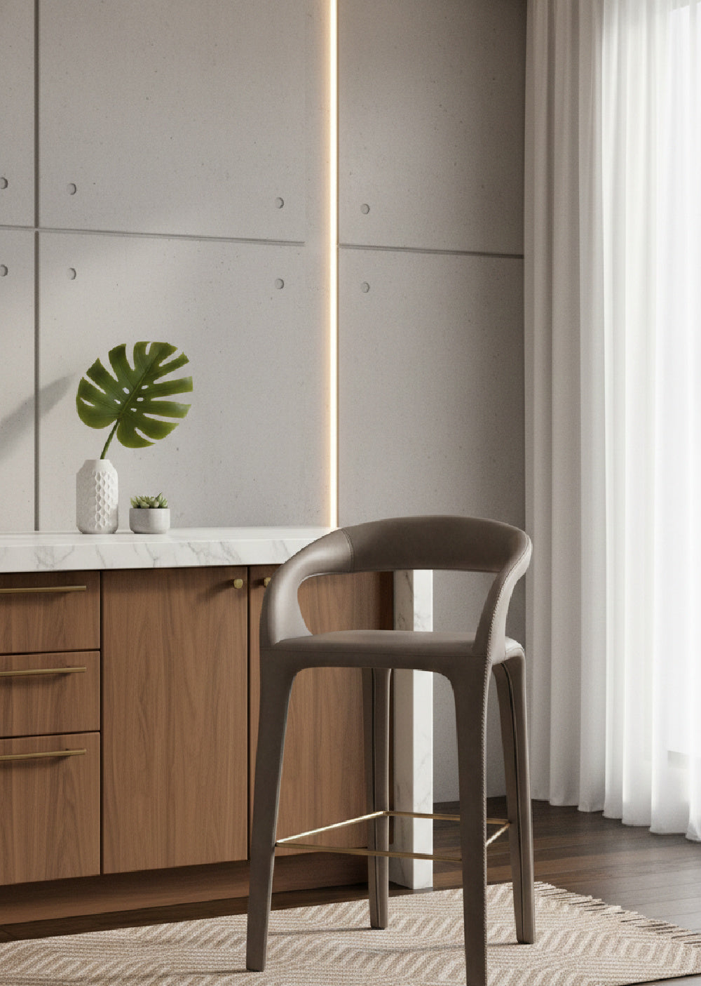 Open-Back Leather Bar Stool by Splendido Atika Barstool, alternate view 2