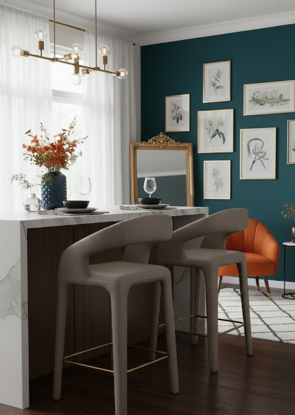 Sleek Upholstered Counter Stool by Splendido Atika, alternate view 2