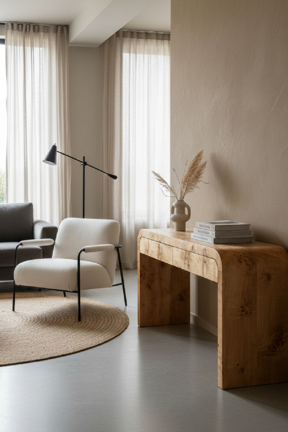 Burl Veneer Console Table by Splendido Rowena, alternate view 2