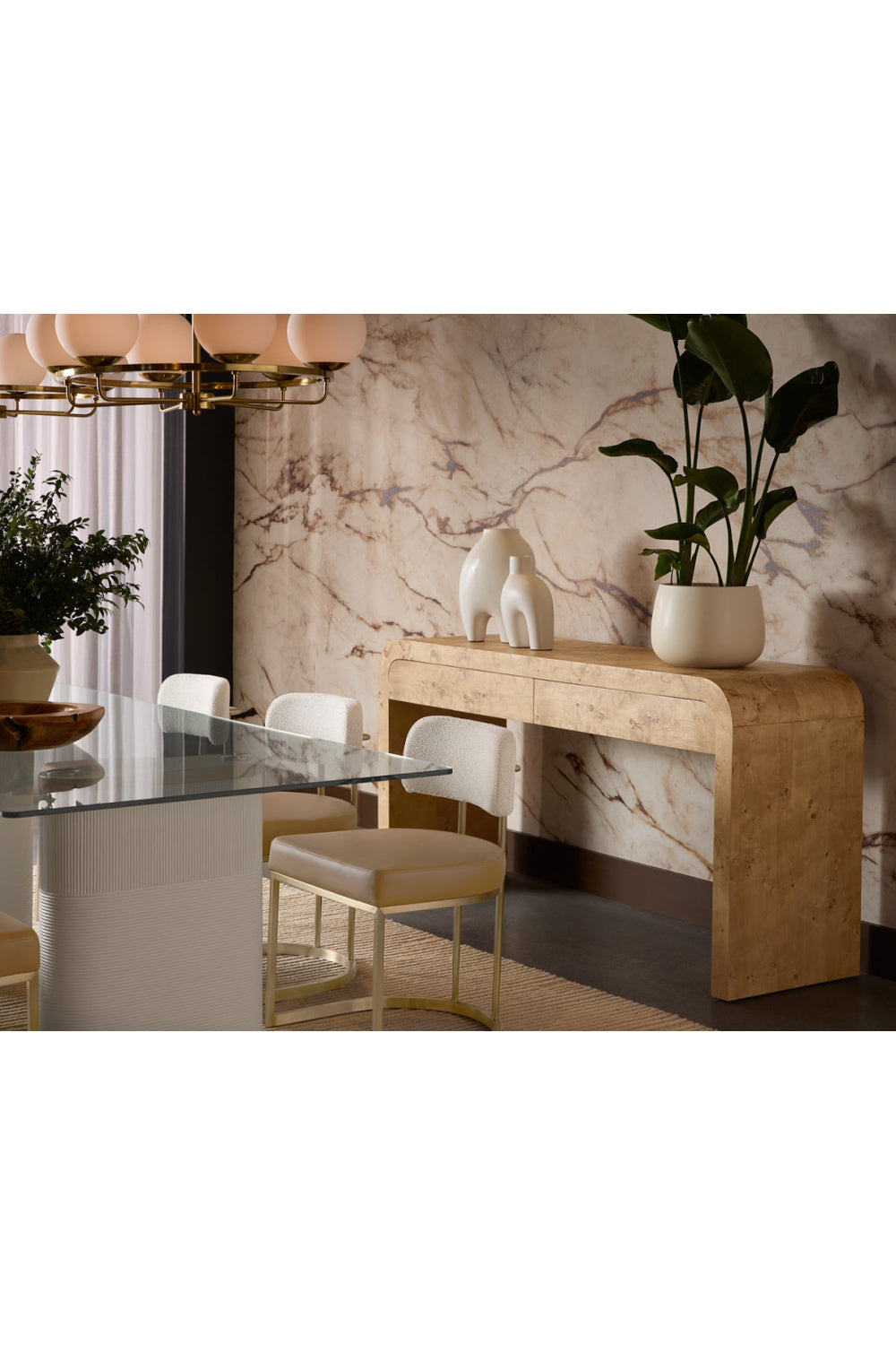 Burl Veneer Console Table by Splendido Rowena, alternate view 9