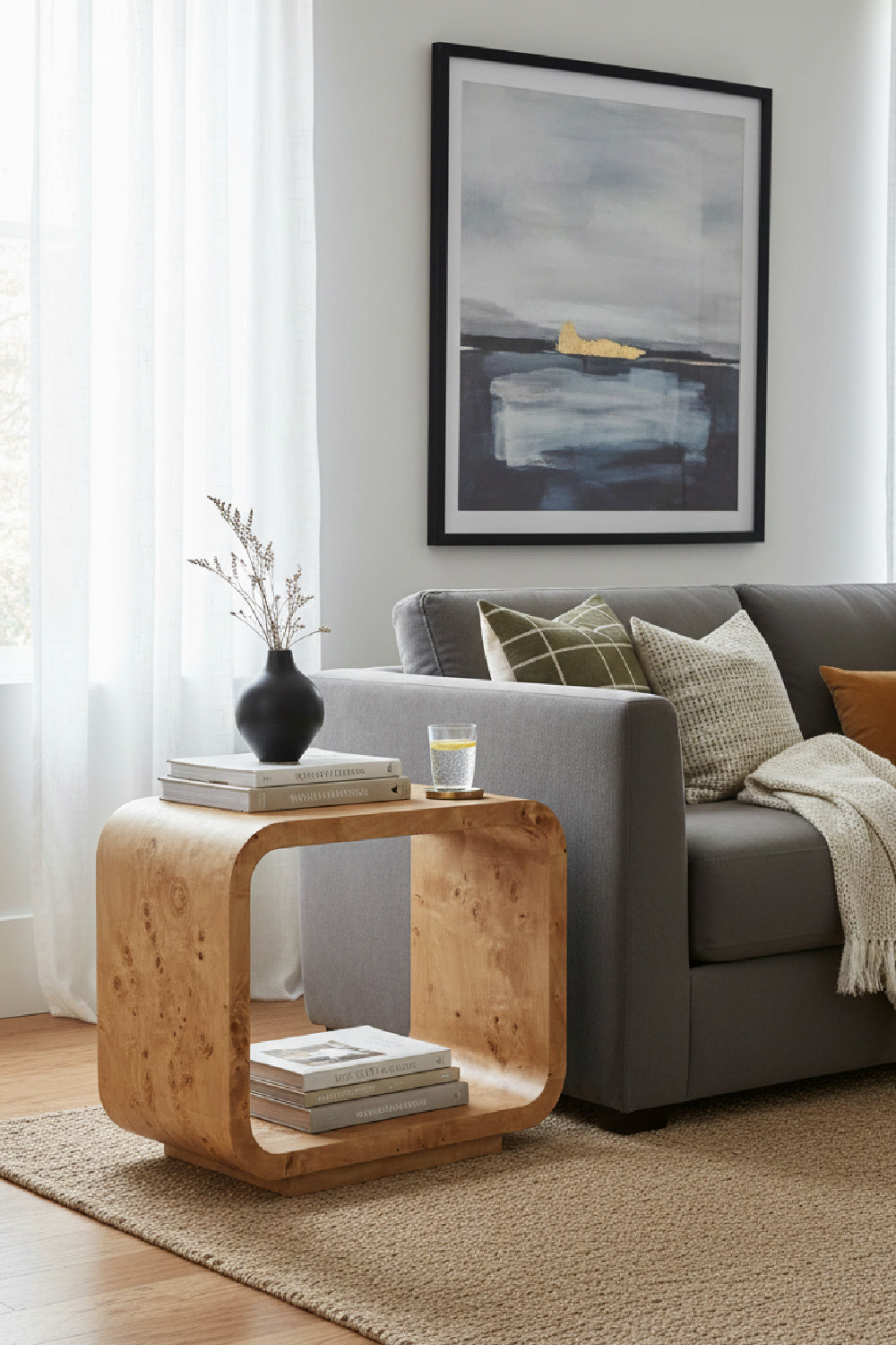 Burl Veneer End Table by Splendido Rowena Side Table, alternate view 2