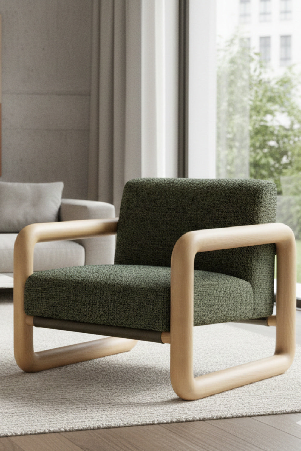 Modern European furniture - Green Textured Fabric Lounge Chair - www.oroa.com