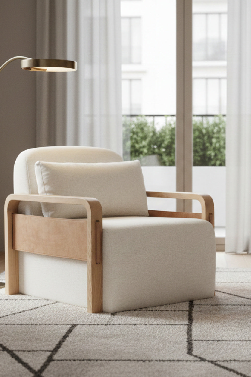 Ash-Framed Swivel Lounge Chair by Splendido Otso Accent Chair, alternate view 2