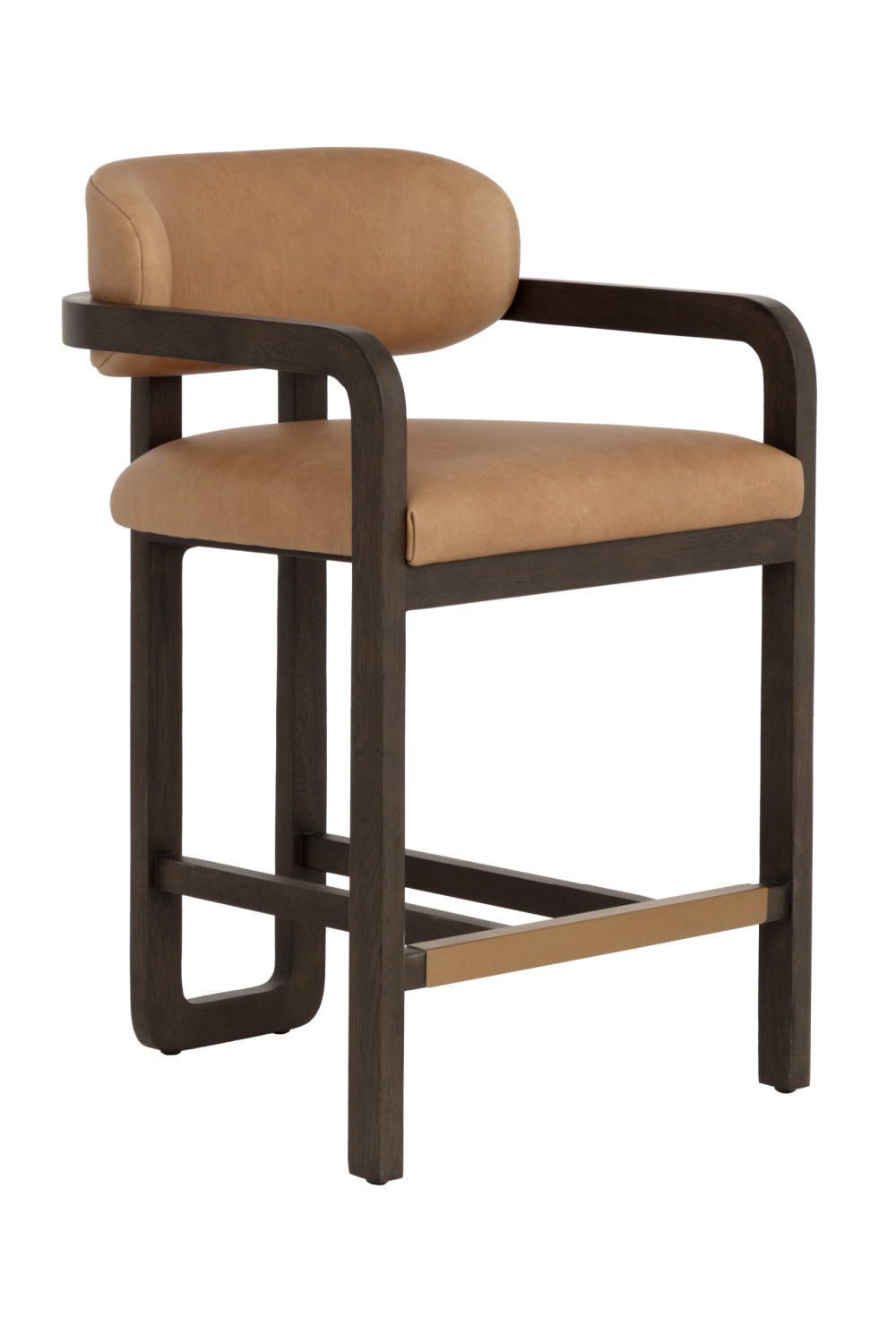 Brown Oak Framed Counter Stool by Splendido Madrone, alternate view 3