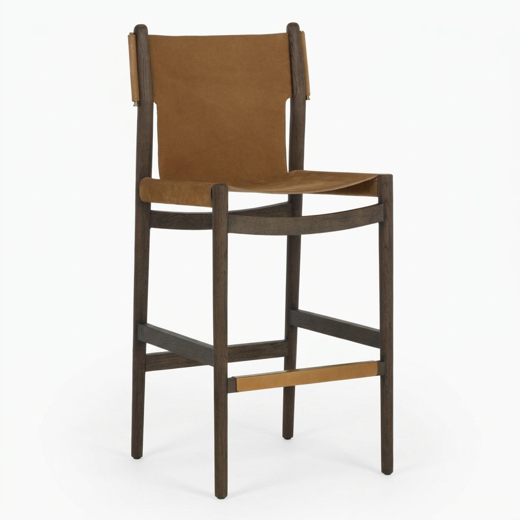Brown Nubuck Leather Bar Stool by Splendido Argus Barstool