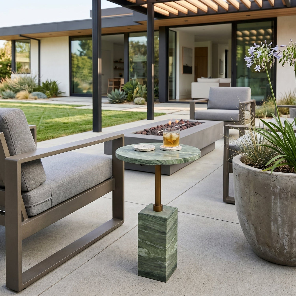 Marble-Look Indoor/Outdoor End Table by Splendido Mizani Outdoor Side Table, alternate view 2