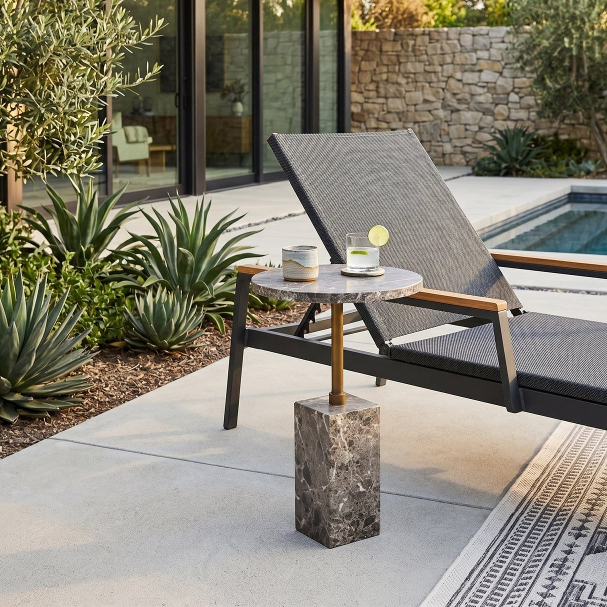 Marble-Look Indoor/Outdoor End Table by Splendido Mizani Outdoor Side Table, alternate view 14
