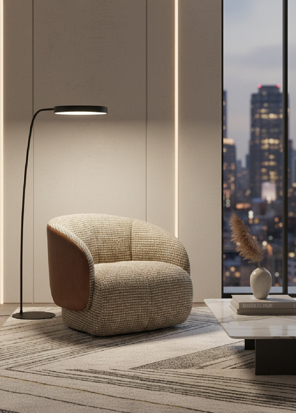 Boucle Swivel Lounge Chair by Splendido Camie Accent Chair, alternate view 2