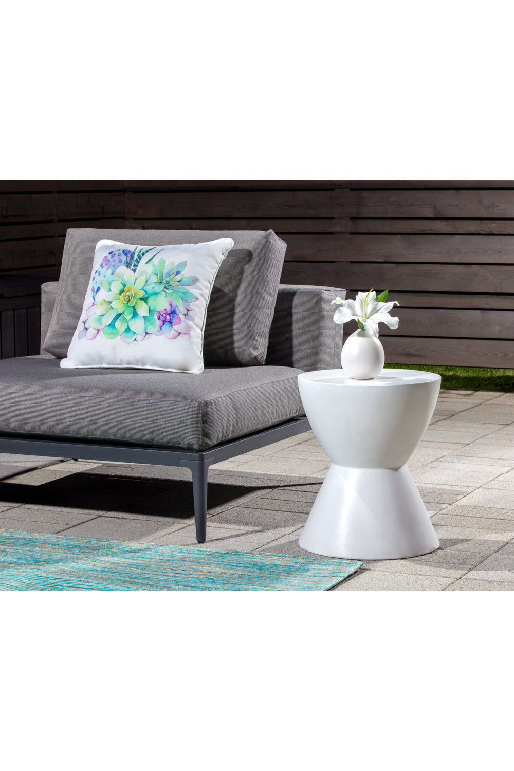 White Hourglass Indoor/Outdoor End Table by Splendido Logan Side Table, alternate view 10