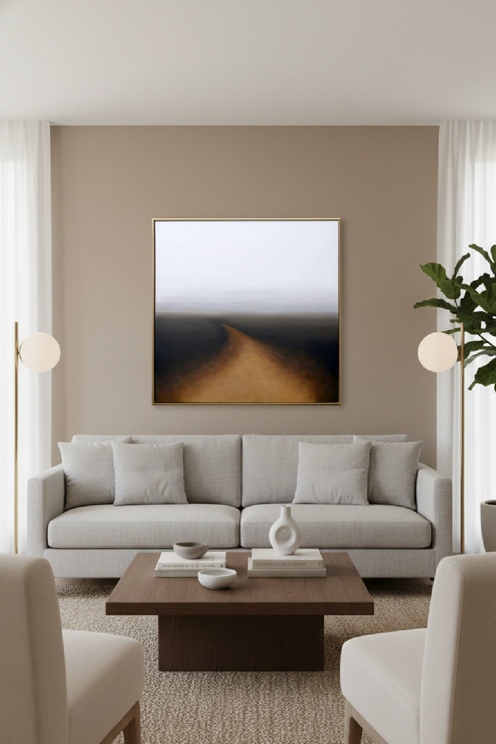 Contemporary Abstract Art with Gold Frame by Splendido Autumn Silence Art Print, alternate view 2