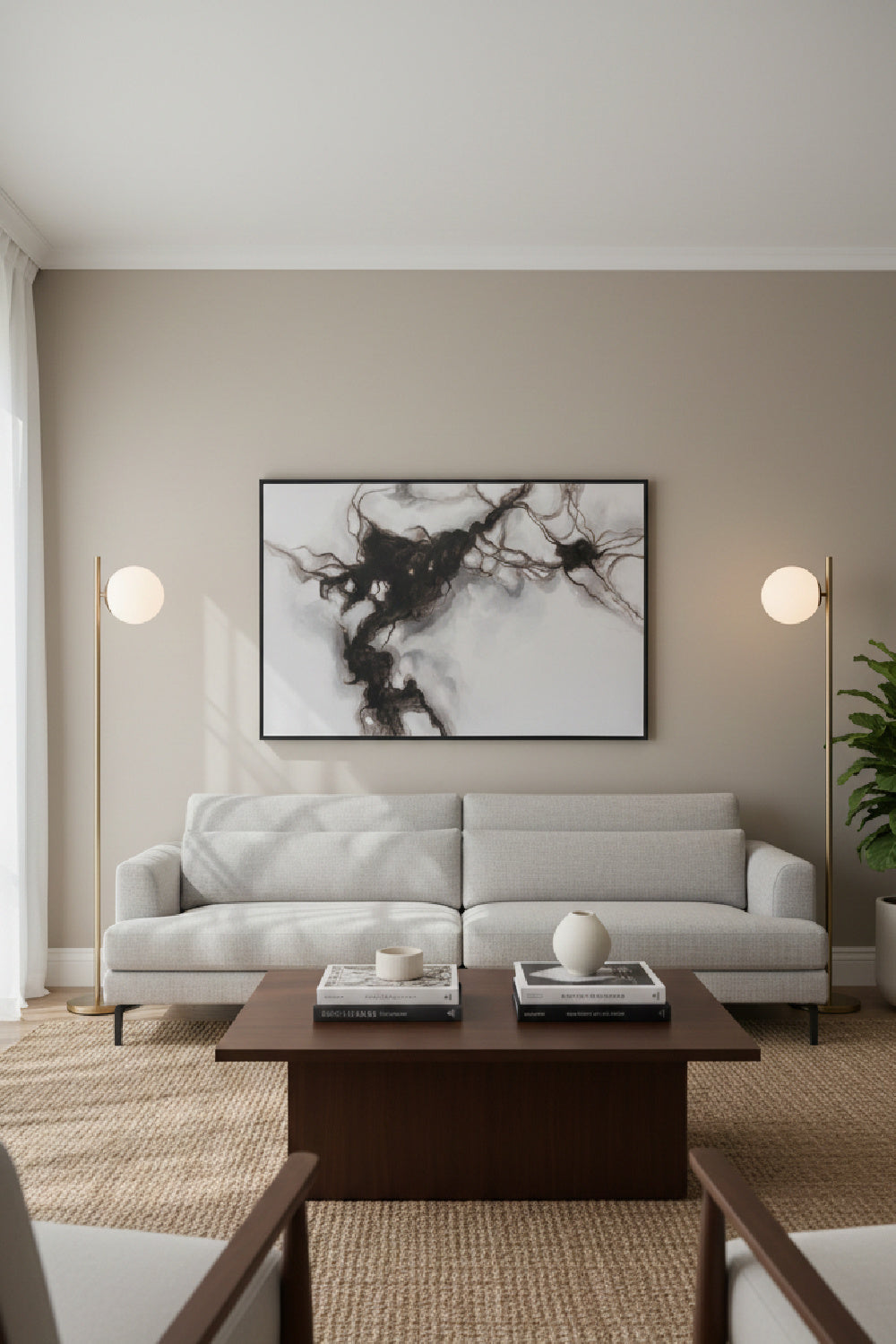 Greyscale Canvas Wall Art by Splendido Smoke Screen Art Print, alternate view 2