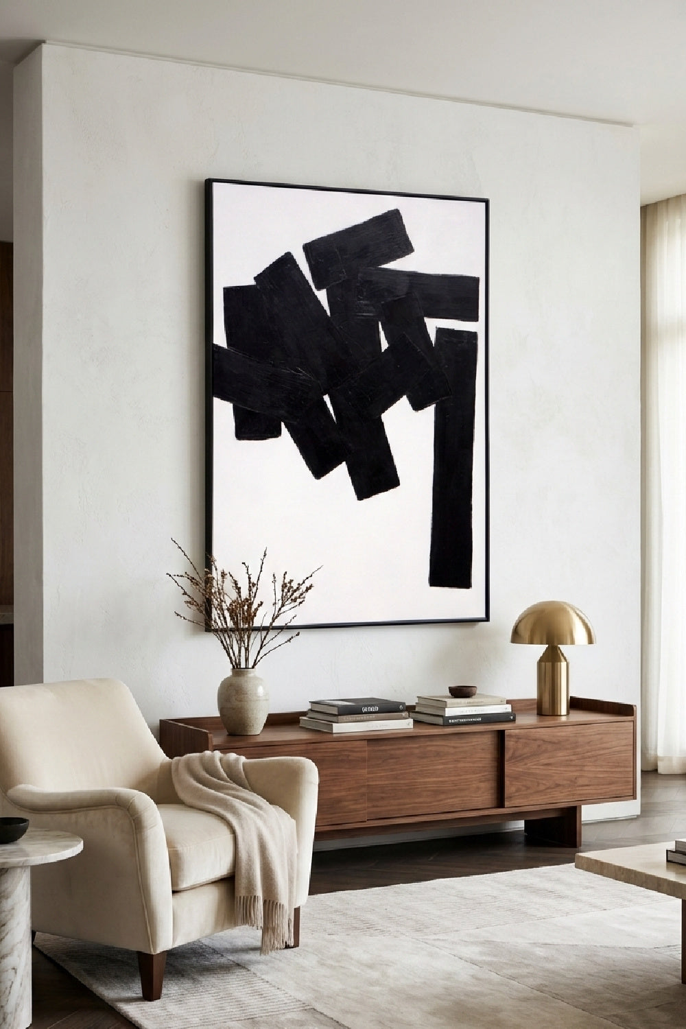 Black Abstract Painting by Splendido Building Blocks Art Print, alternate view 2