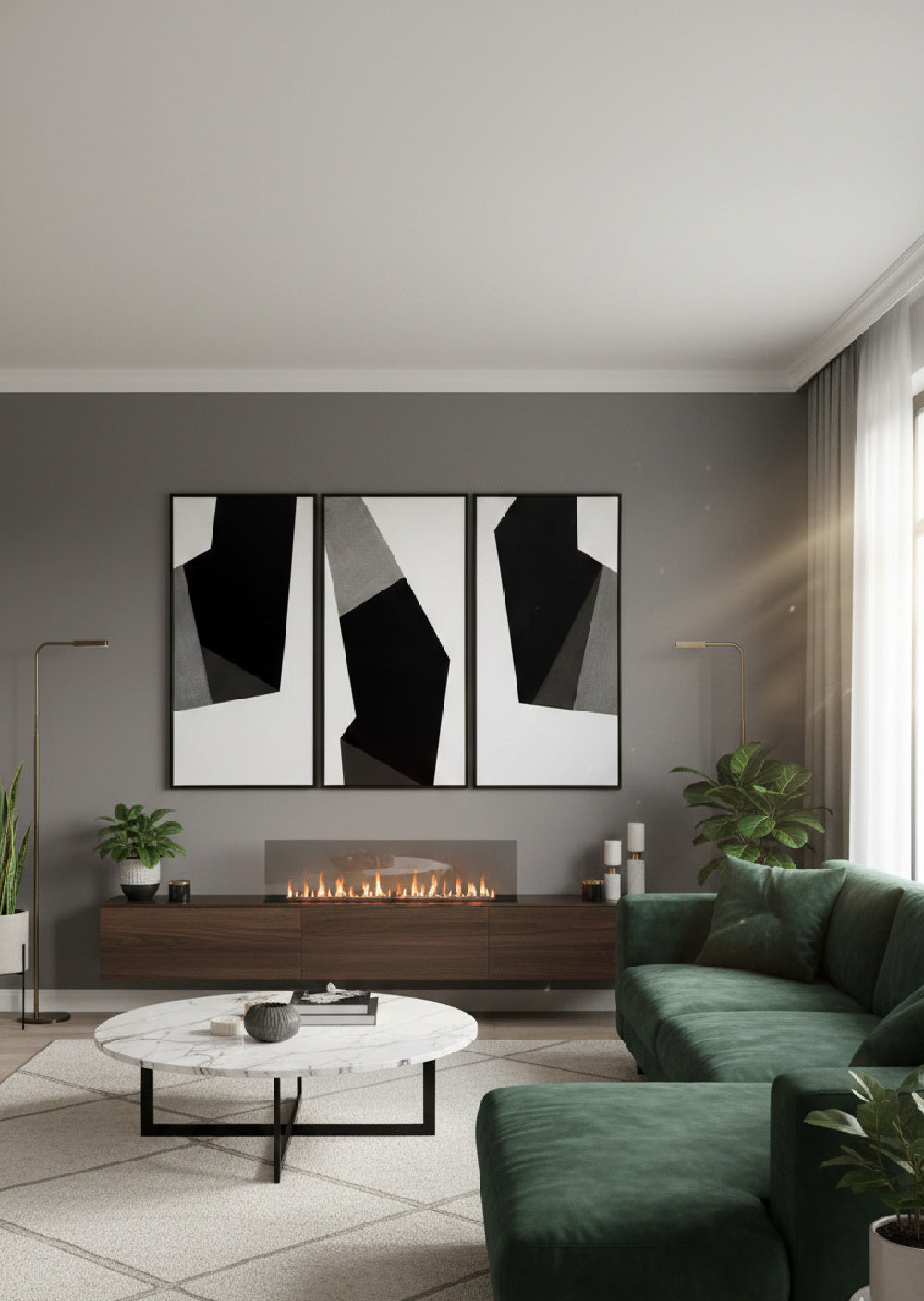 Contemporary Geometric Triptych Art Set (3) by Splendido Geo Forms Art Print, alternate view 2