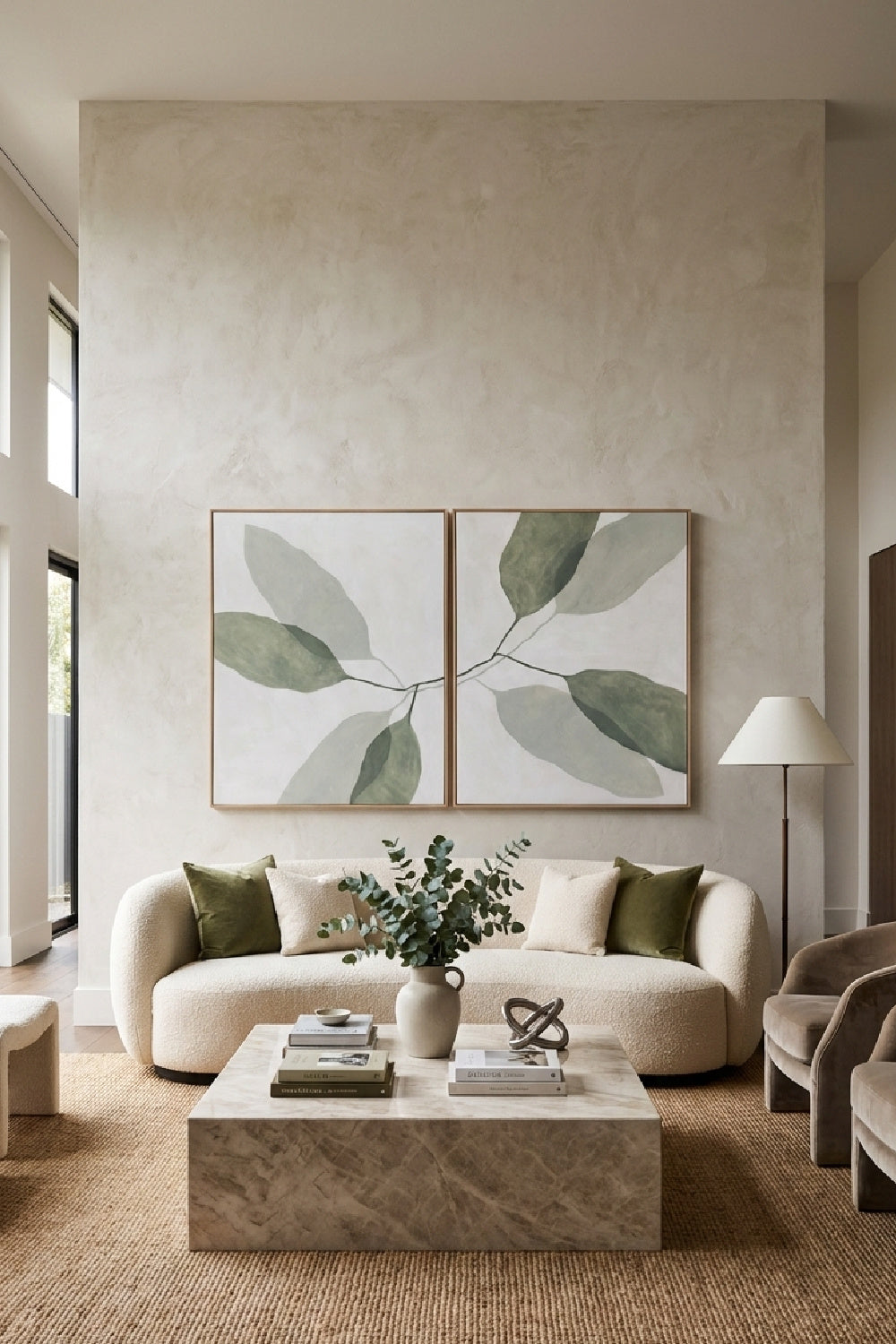 Green Leaves Painting Set (2) by Splendido Calm Reflection Art Print, alternate view 2