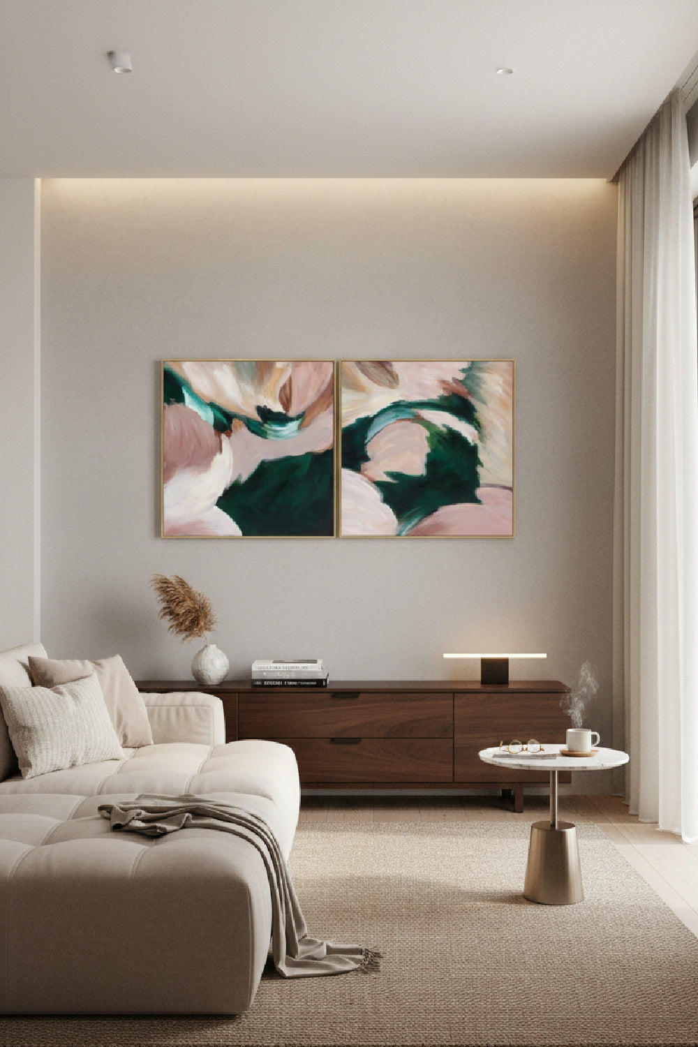 Pink and Green Diptych Art Set (2) by Splendido Wild Ones Art Print, alternate view 2
