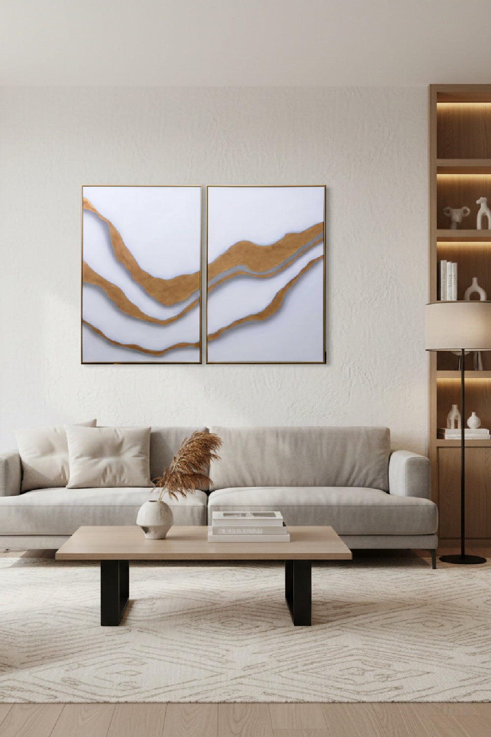 Modern Geometric Art Set (2) by Splendido Gold Abyss Art Print, alternate view 2