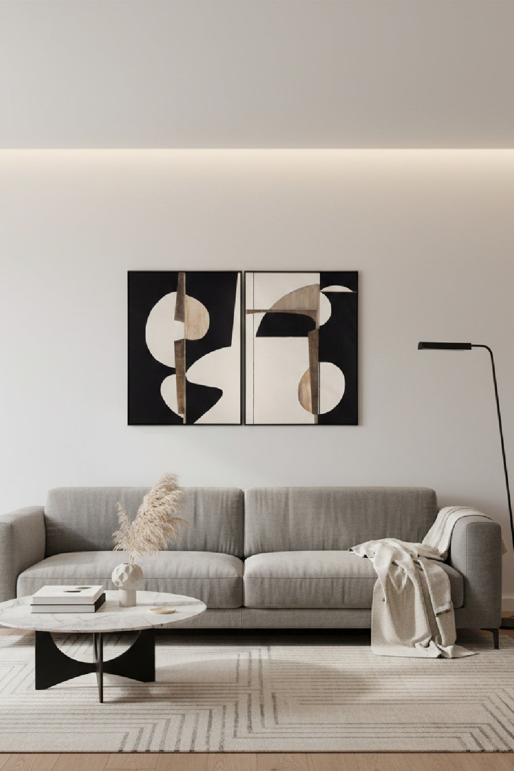 Black Abstract Modern Art Set (2) by Splendido Good Neighbours Art Print, alternate view 2