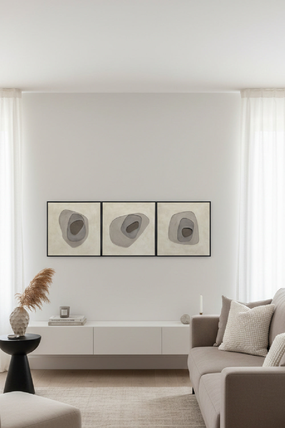 Taupe Abstract Art Set (3) by Splendido Zen Garden Art Print, alternate view 2