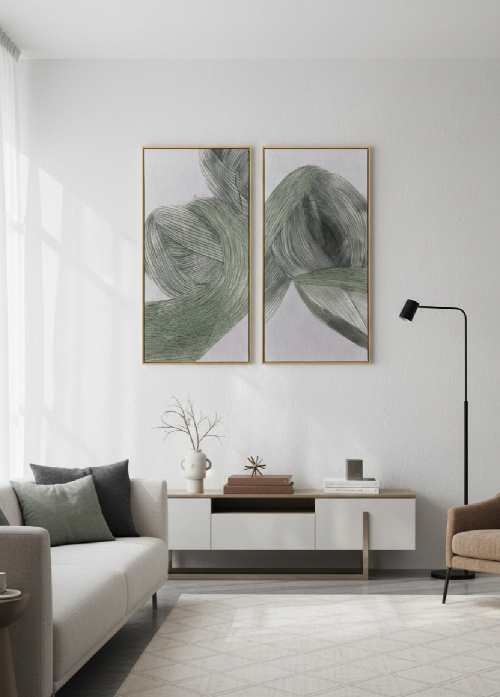 Minimalist Linear Abstract Wall Art Set (2) by Splendido Bloom and Flow Art Print, alternate view 2