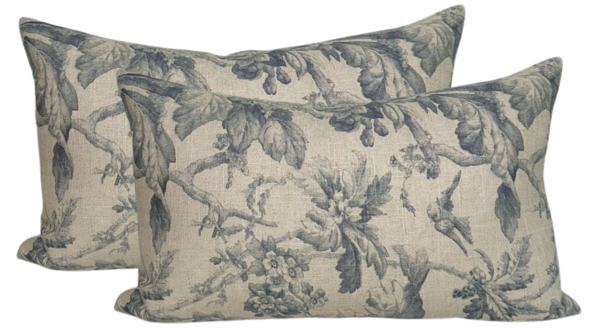 Lita Floral Print Pillow Cover in Blue