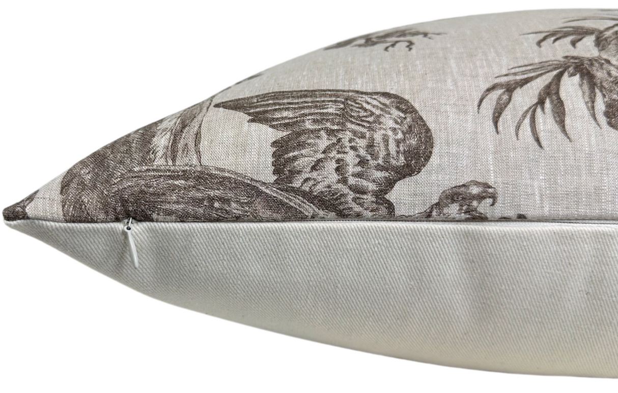 Western Toile Pillow Cover in Sepia Brown, Schumacher Textiles