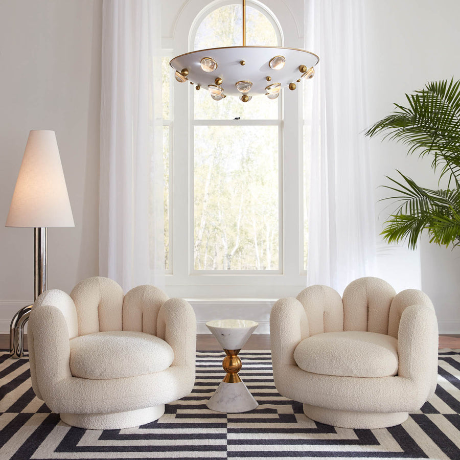 Wavy Back Bouclé Swivel Chair | Jonathan Adler Serpentine | Oroa.com