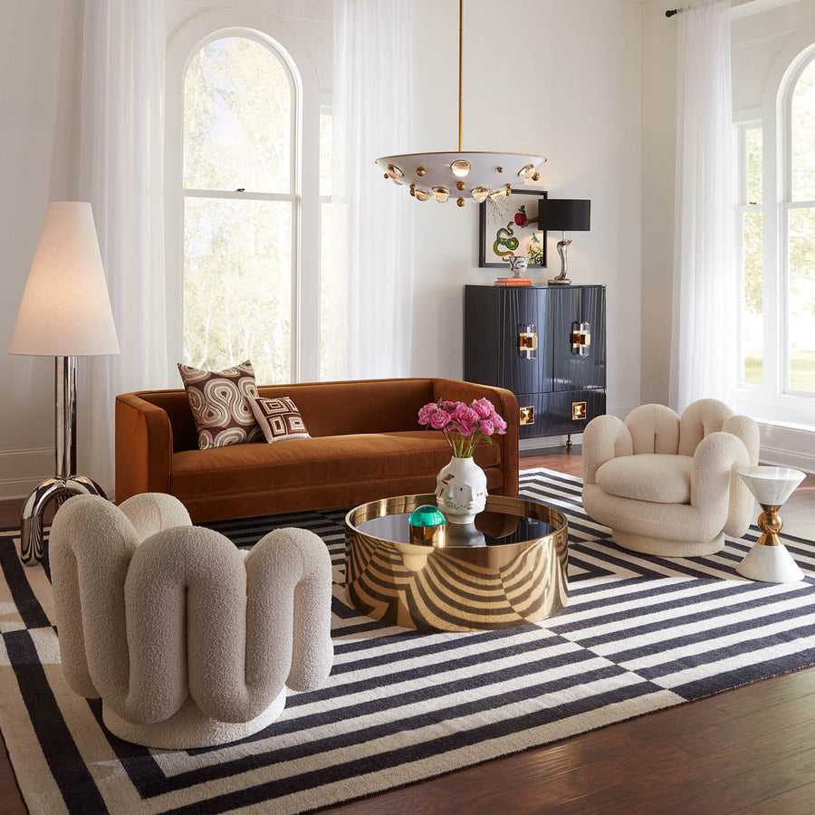 Wavy Back Bouclé Swivel Chair | Jonathan Adler Serpentine | Oroa.com