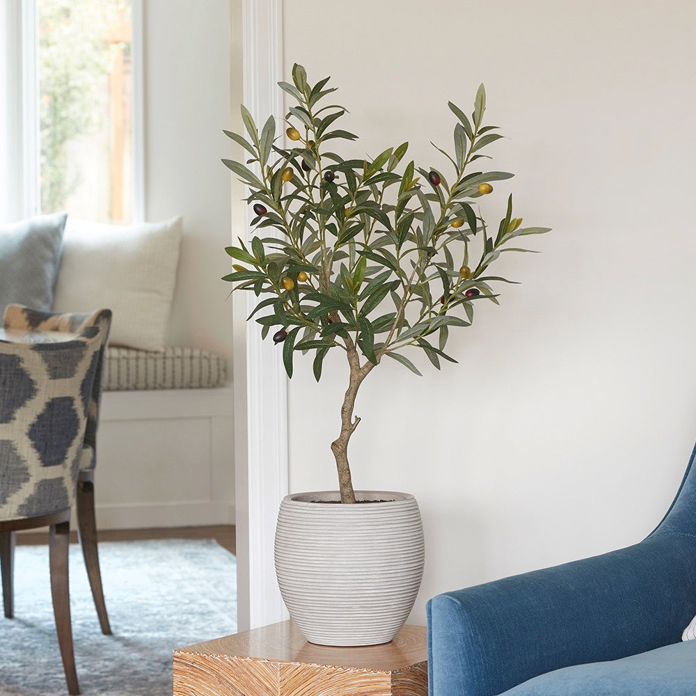 Artificial Olive Topiary Tree with Mediterranean Pot - OROA