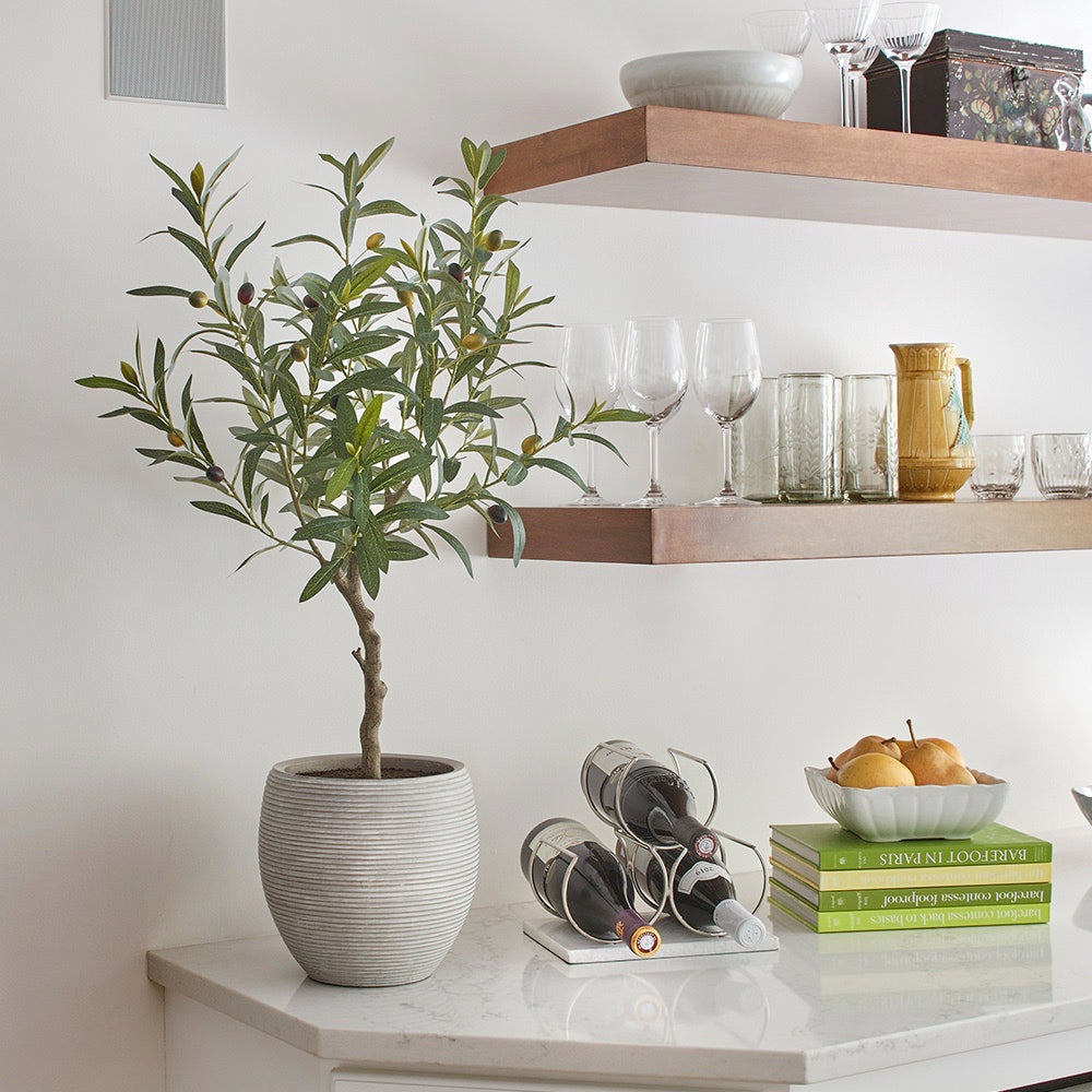 Artificial Olive Topiary Tree with Mediterranean Pot - OROA