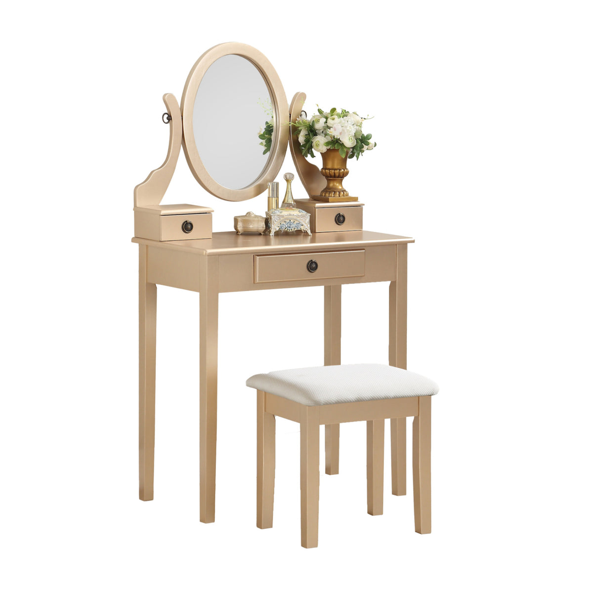 Moniya Gold Makeup Vanity Table and Stool Set | OROA Kids