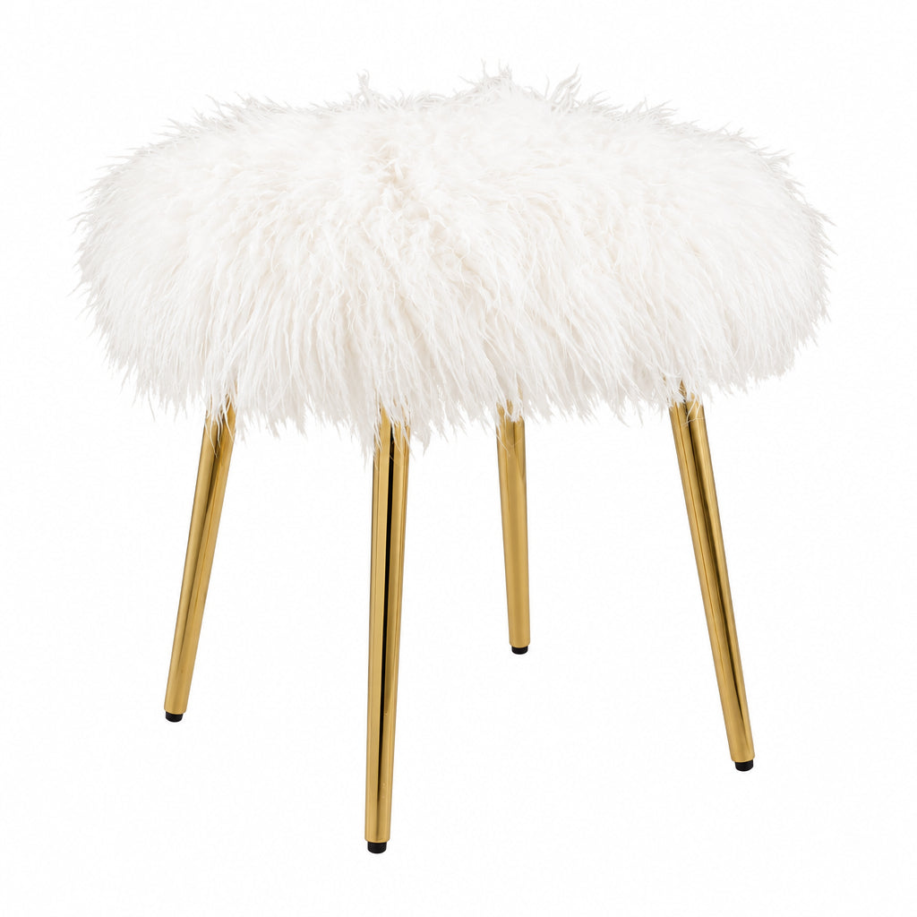 Ravni Faux Fur Accent Ottoman | OROA
