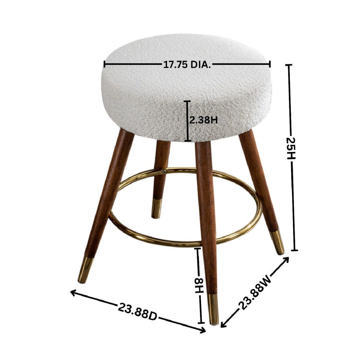 Modern European furniture - Boucle Upholstered 360-Degree Swivel Counter Stool - www.oroa.com