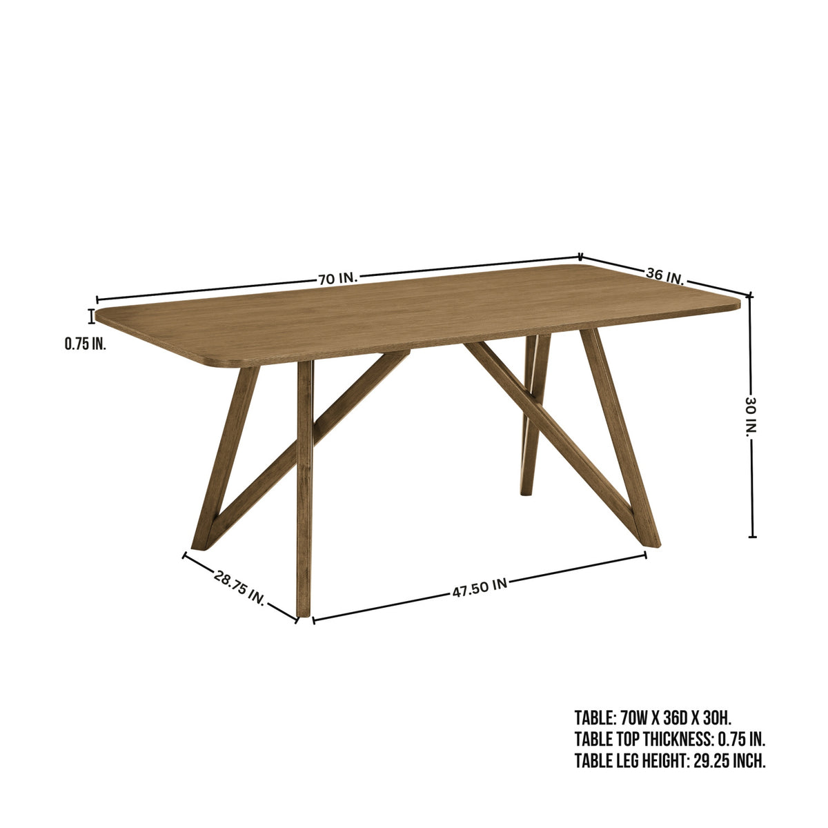Modern European furniture - Rectangular Wood Tripod-Cross Leg Dining Table - www.oroa.com