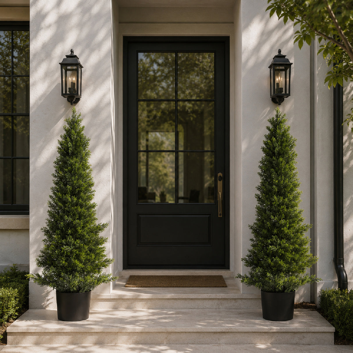 Artificial Topiary Cedar Trees Faux Pine Shrubs (2) | OROA