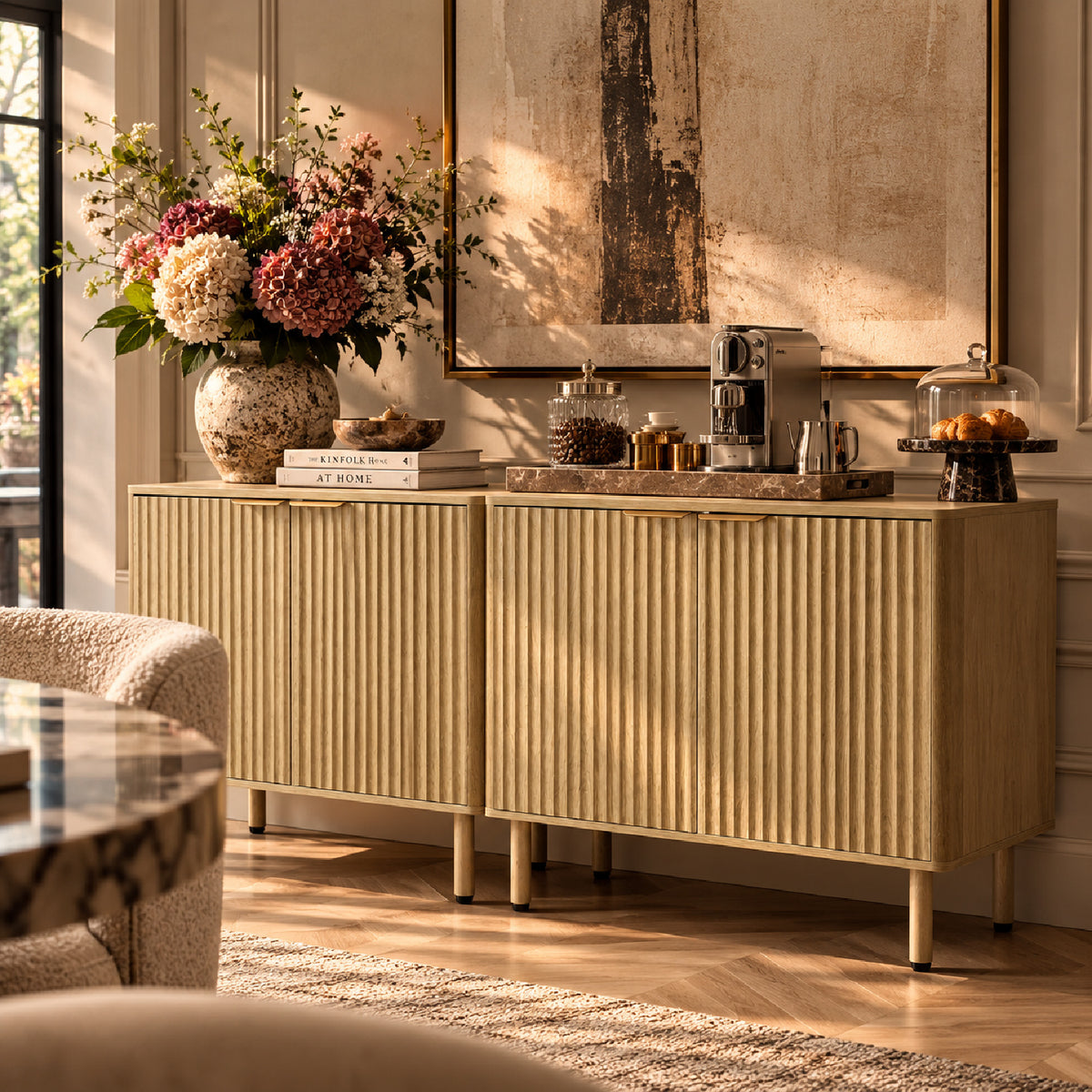 Fluted Coffee Bar Cabinet | OROA