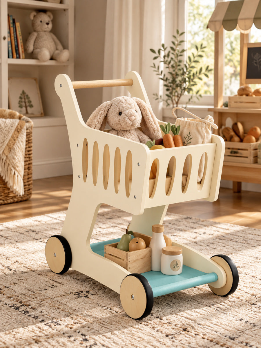 Modern European furniture - White Wooden Shopping Cart - www.oroa.com