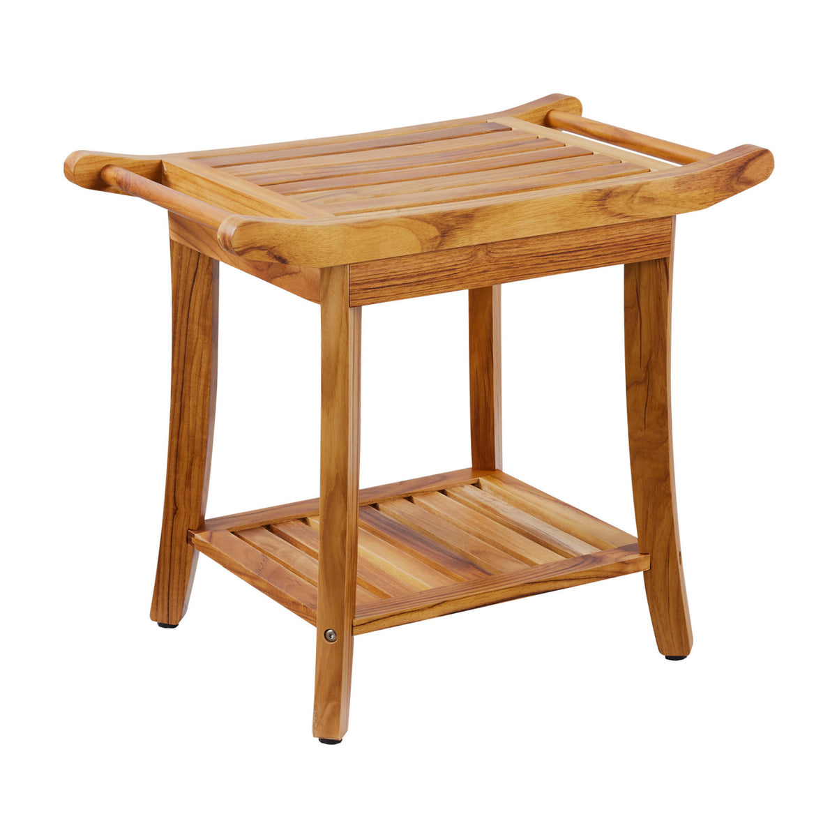 Wood Shower Stool with Shelf by OROA