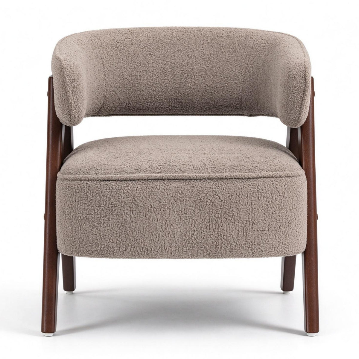 Light Brown Boucle Curved Accent Chair | OROA