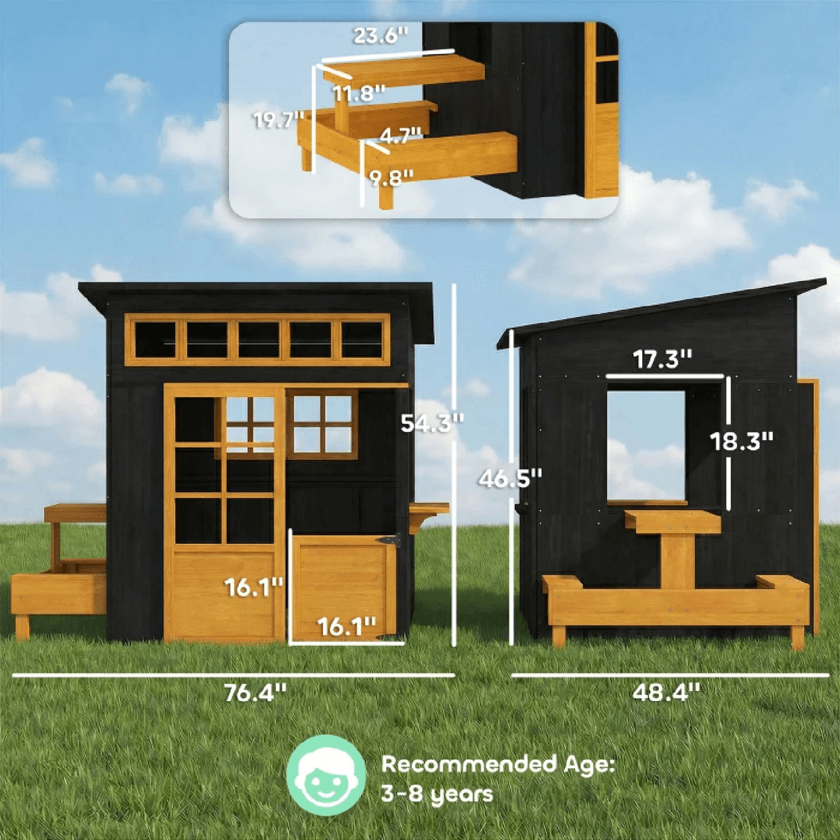 Spacious Wooden Outdoor Kids Playhouse | OROA Kids