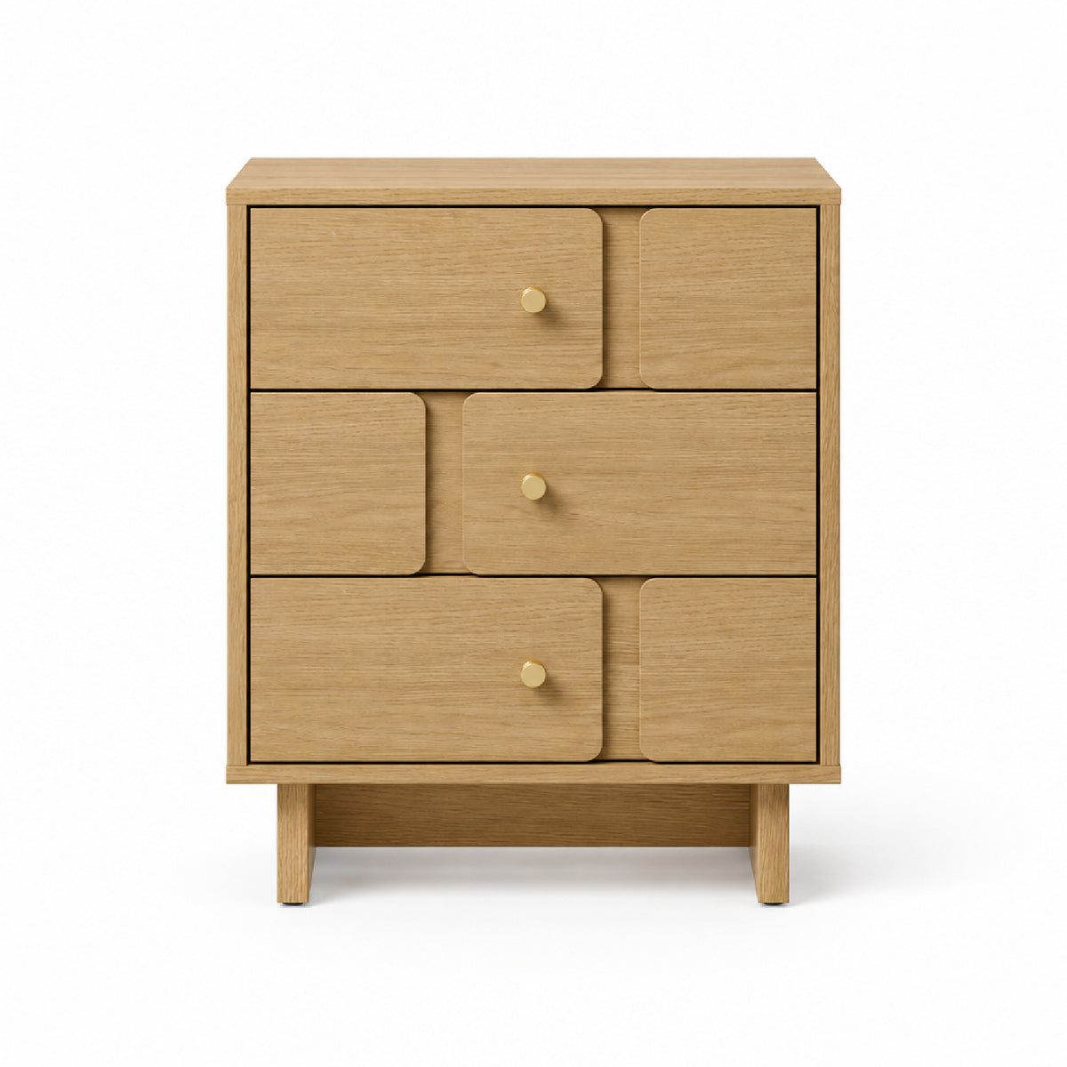 Natural Oak Solid Wood 3-Drawer Nightstand | OROA