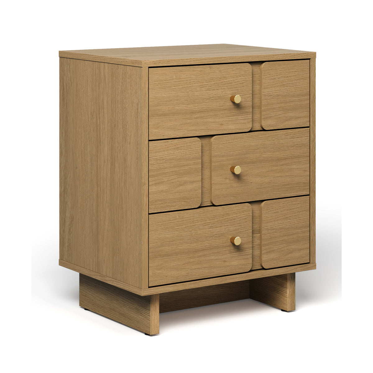 Natural Oak Solid Wood 3-Drawer Nightstand | OROA