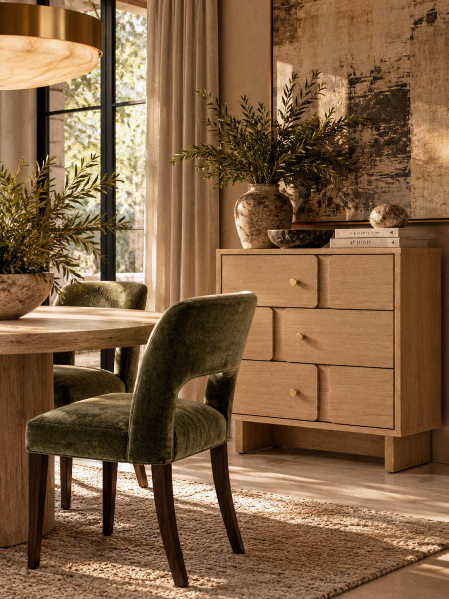 Natural Oak Solid Wood 3-Drawer Nightstand | OROA
